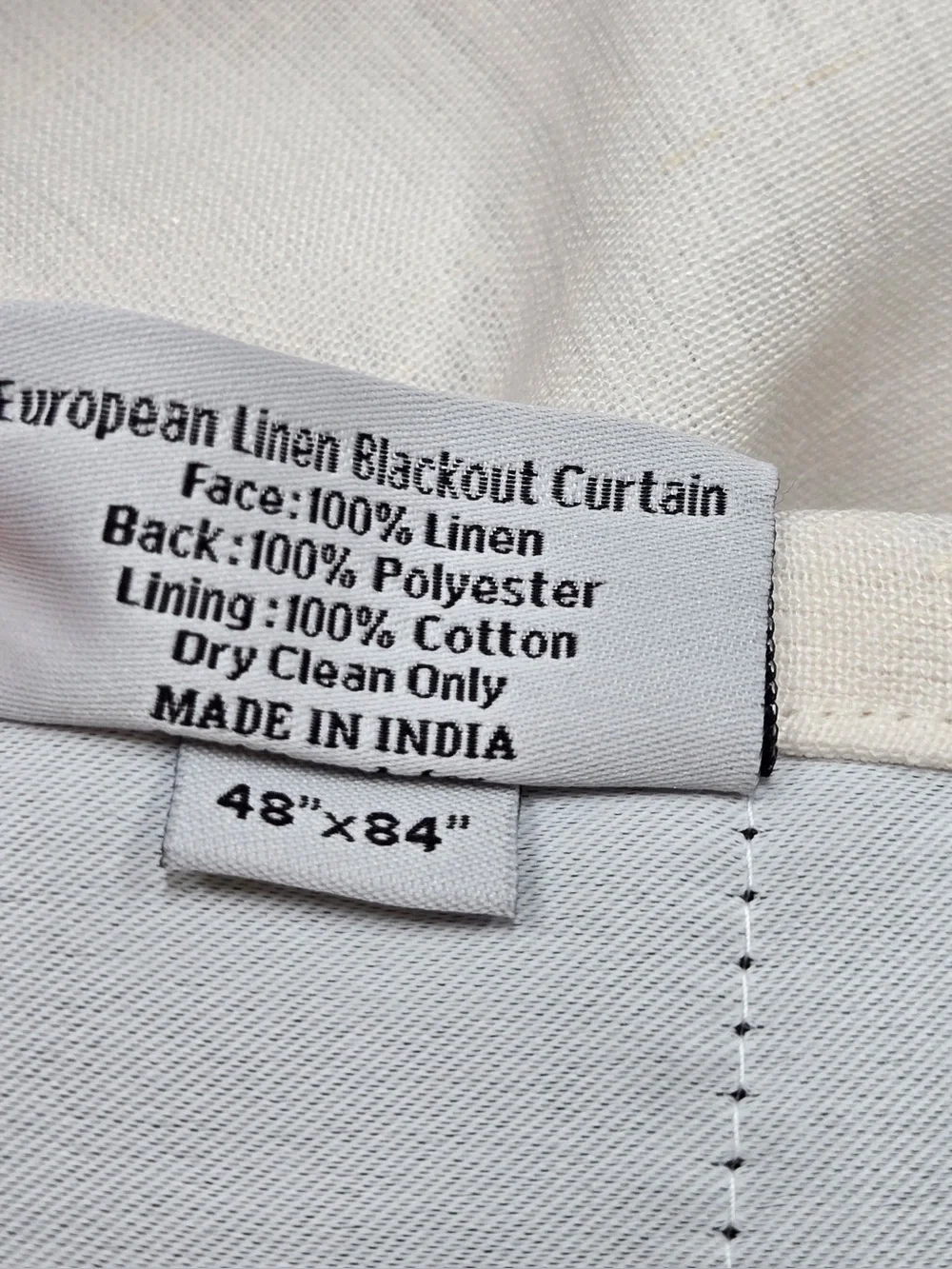 QUINCE Set Of 2 48x84 European Linen True Blackout Curtains Cream 0625